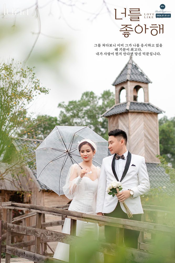 Concept chụp ảnh cưới Hàn Quốc ngoài trời lãng mạn